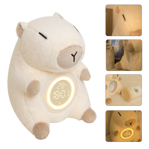 USB-wiederaufladbarer Plüsch-Capybara-LED-Wecker mit sanftem 2