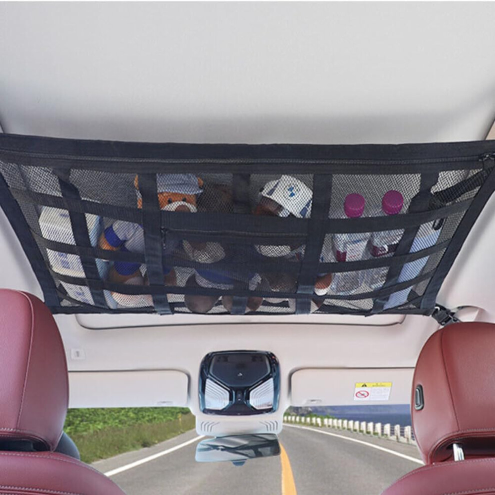 Upgrade Car Ceiling Cargo Pocket Storage Net 90X65cm 30 Compartments Stretchable Netting For Vans And Motorhomes 9067246107147