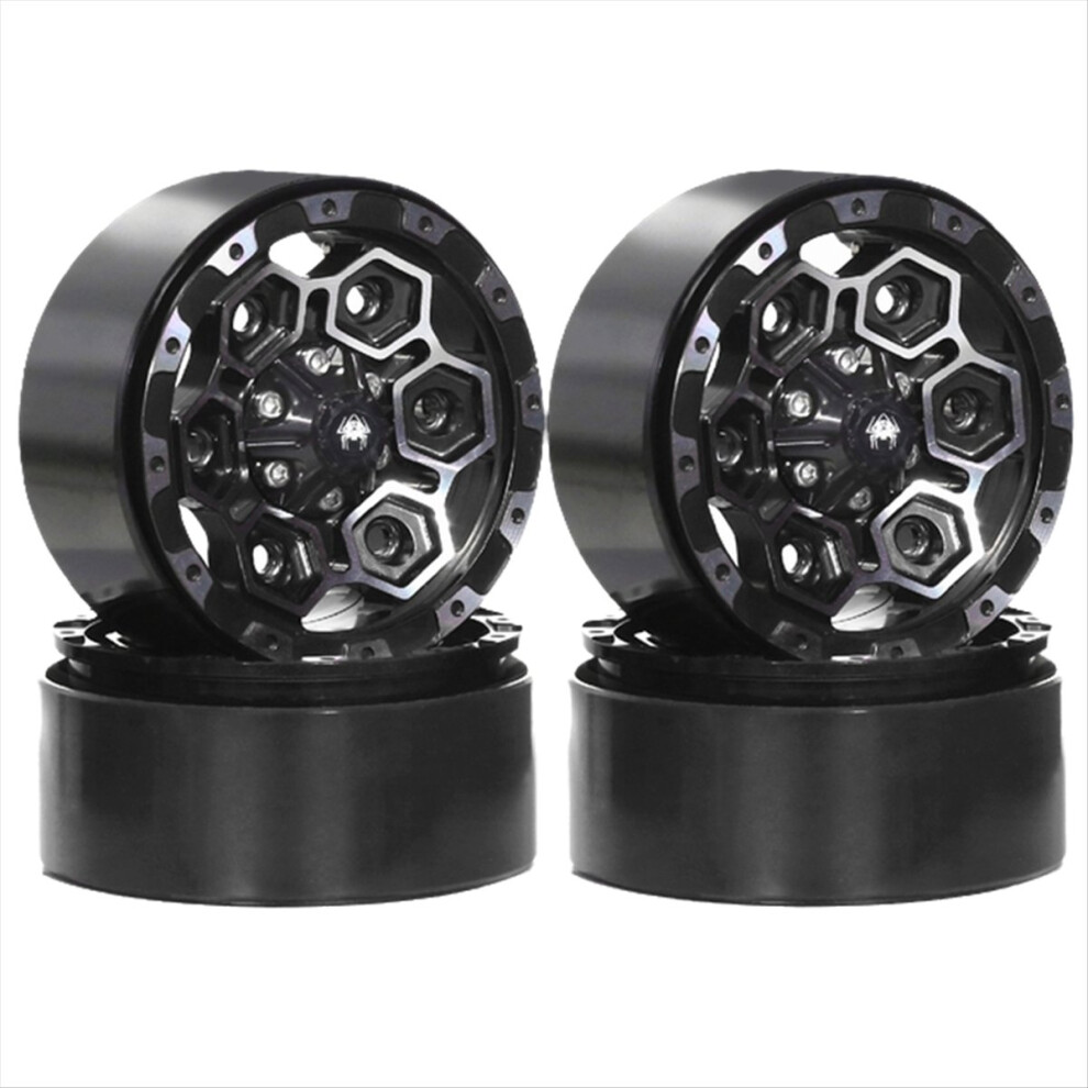 1.9In Beadlock Wheel Rim Hub For 1/10 Rc Crawler Car Trx4 Black 4852718936326
