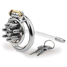 BDSM Penis Cage Model B 45MM Metal Dilator Flat Chastity Cage For Men