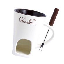 Chocolade smeltmok met vork Fondue koffiekopje voor-Wit