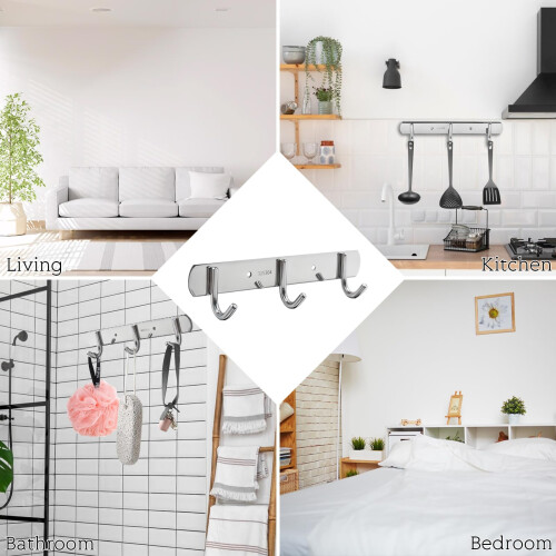 Durable Stainless Steel Hook Rail Sturdy Hangers-triple hook 2