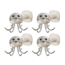 4Pcs Stylish 6 Point Hook for Convenient Accessory-cream white