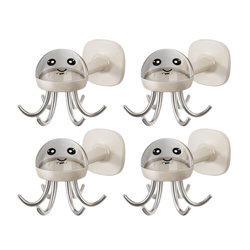 4Pcs Stylish 6 Point Hook for Convenient Accessory-cream white