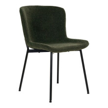 Chair - HOUSE NORDIC - Maceda - Dark green - Boucle polyester - Black metal legs