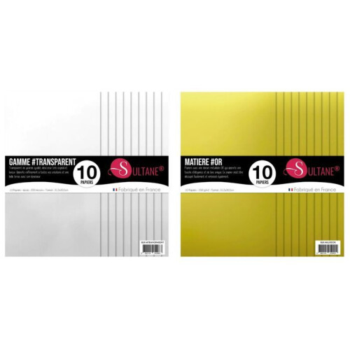 Pacotes de papel para scrapbook dourado e transparente para embossing