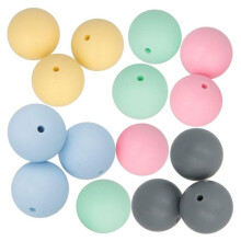 15 perlas de silicona redondas de 15 mm - multicolor
