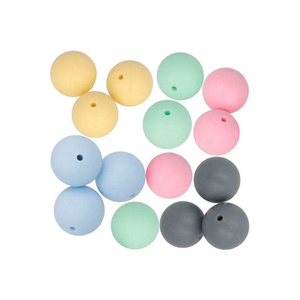 Artemio 15 Round Silicone Beads 15 Mm - Multicolored