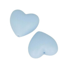 2 perlas de silicona en forma de corazón - 29 x 19 x 12 mm - azul pastel