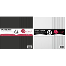 48 Scrapbooking-Papiere Schwarz + Weiß - 300g/m², H: 30,5 cm