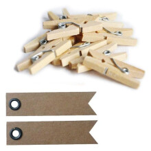 10 Mini-Wäscheklammern + 20 Kraftpapier-Flaggenetiketten