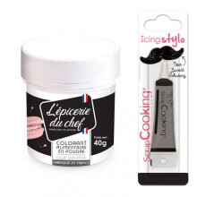 Corante alimentar em pó rosa claro 40 g + Caneta de glacê preta