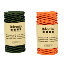 2 kelaa vihreä pullokraft-lankaa/oranssia 2mm x 25 m