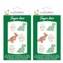 12 decorações doces dinossauro - verde, branco e marrom