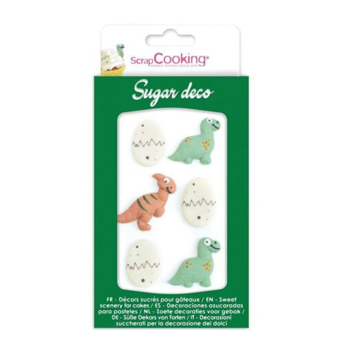 12 decorações doces dinossauro - verde, branco e marrom 2