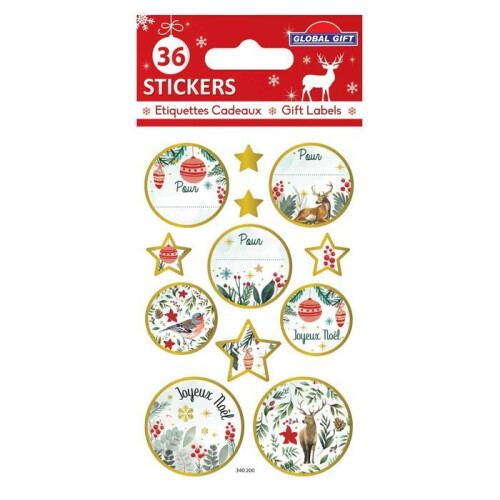 36 Weihnachts-Aufkleber - Goldprägung