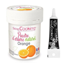Aroma alimentar natural em pó laranja + Caneta de glacê preta