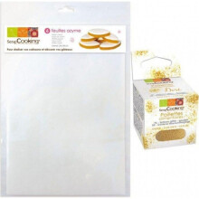 Folhas Azyme - NC - 6 Folhas - Cor Branca - Glitter Dourado - 5g