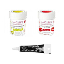 2 corantes alimentares verde limão-vermelho + Caneta de glacê preta