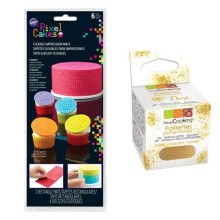 Placa de textura para pastelaria - YOUDOIT - Pixels - Multicolorido - 4 padrões - Lantejoulas douradas