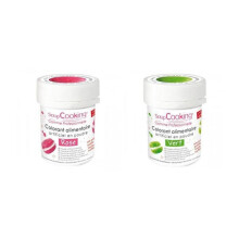 2 colorantes alimentarios en polvo - verde-rosa
