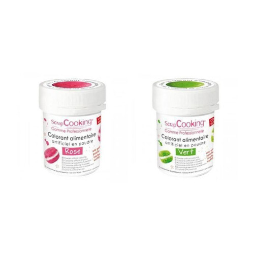2 Lebensmittelfarben Pulver - grün-rosa