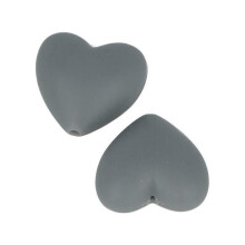 2 perlas de silicona corazón - 29 x 19 x 12 mm - gris