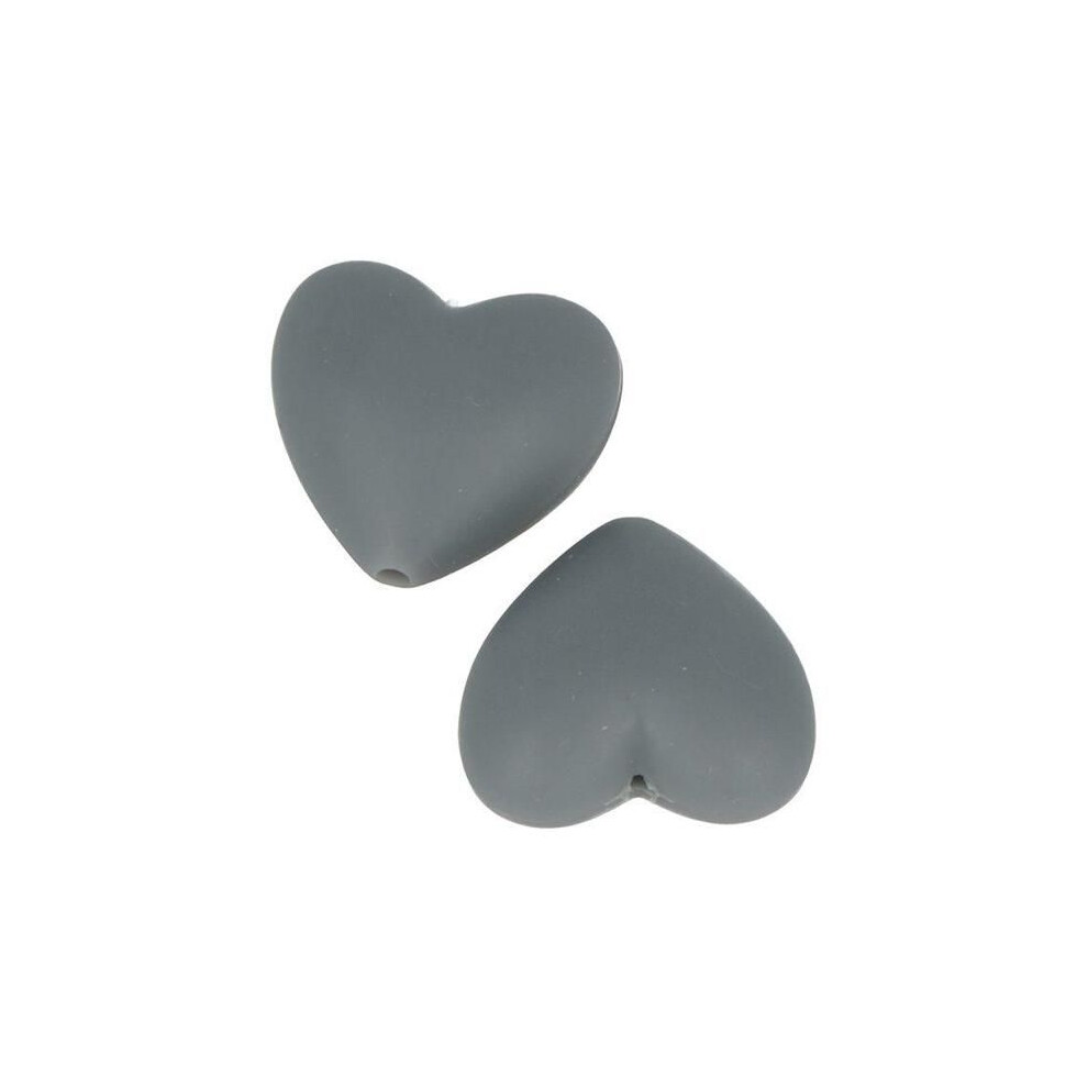 Artemio 2 Silicone Heart Beads - 29 X 19 X 12 Mm - Gray