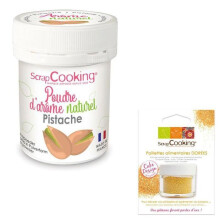 Aroma alimentar natural em pó de pistache + purpurina dourada