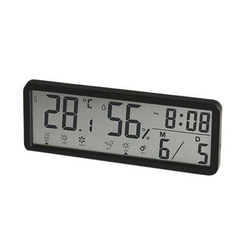 LCD Digital Wall Clock Battery Operated with Date-Black