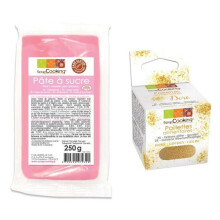 Rosafarbenes Modelliermarzipan 250 g Vanillearoma + goldene Glitzer