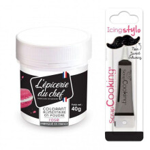Corante alimentar em pó rosa 40 g + Caneta de glacê negra