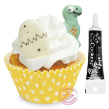 Decorações doces dinossauros + Caneta de glacê preta