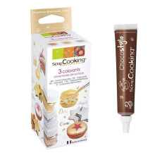 3 corantes alimentares de superfície dourado, prateado, cobre + 1 caneta de chocolate