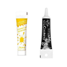 Corante alimentar em gel amarelo 20 g + Caneta de decoração preta