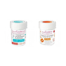 2 Lebensmittel-Farbstoffe in Pulverform - orange-türkis