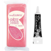 Pasta de amêndoa rosa 200 g + Caneta de glacê preto