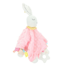 Rabbit Soothing Towel Security Blanket With Satin Ribbon Tags Soft Sensory Comforter For Newborns Sleep Aid Fine Motor