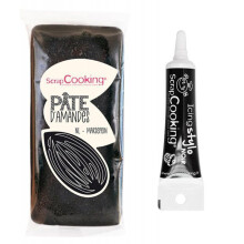 Pasta de almendra negra 200 g + Bolígrafo de glaseado negro