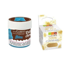 Colorante alimentare liposolubile blu + glitter dorati