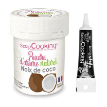 Aroma alimentar natural em pó de coco + Caneta de glacê preto