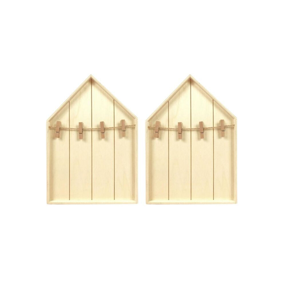 2 Wooden House Shelves With Clothespins 19 X 28 Cm Graine Creative