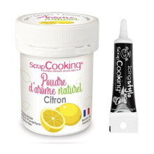 Aroma alimentare naturale in polvere limone + Penna per glassa nera