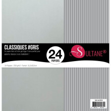 24 Scrapbooking-Papiere Grau - 300g/m2 - H: 30,5 cm