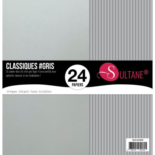 24 Scrapbooking-Papiere Grau - 300g/m2 - H: 30,5 cm