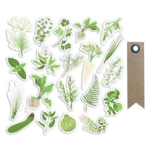 20 ausgeschnittene Formen Gemüsegarten + 20 Kraftpapier Fahnenetiketten