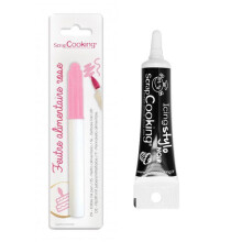 Caneta alimentícia rosa + Caneta de glacê preta