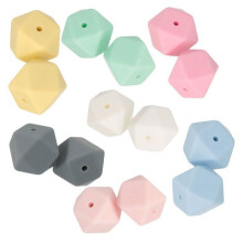 14 perlas de silicona hexagonales 17 mm - multicolor