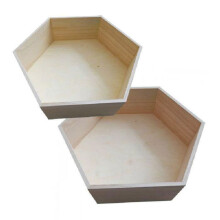 2 mensole esagonali in legno 36 x 31 cm e 39 x 34 cm