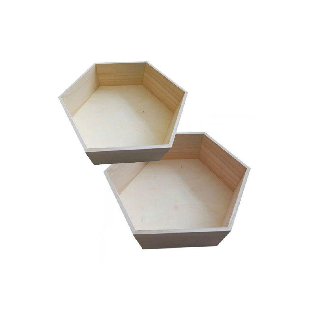 2 Hexagonal Wooden Shelves 36 X 31 Cm And 39 X 34 Cm Graine Creative